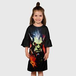 Платье клеш для девочки Орк в огне, цвет: 3D-принт — фото 2