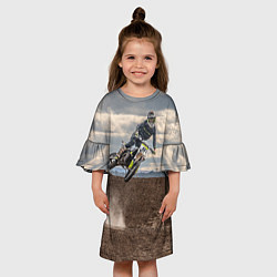 Платье клеш для девочки Мотокросс экстрим, цвет: 3D-принт — фото 2