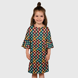 Платье клеш для девочки Вязанная цветная текстура, цвет: 3D-принт — фото 2