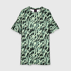 Платье клеш для девочки Пятнистый паттерн приглушенный зелёный, цвет: 3D-принт