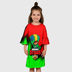 Платье клеш для девочки Brawl stars leon green, цвет: 3D-принт — фото 2