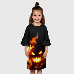 Платье клеш для девочки Тыква в огне, цвет: 3D-принт — фото 2