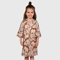 Платье клеш для девочки Лица Николаса Кейджа, цвет: 3D-принт — фото 2