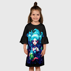 Платье клеш для девочки Милая ведьма с магическим зельем, цвет: 3D-принт — фото 2