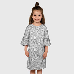 Платье клеш для девочки Цветочный паттерн светло-серый, цвет: 3D-принт — фото 2