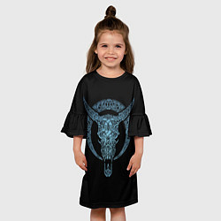 Платье клеш для девочки Голова животного с рогами - кельстские узор, цвет: 3D-принт — фото 2