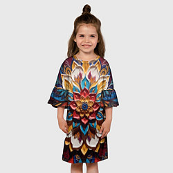Платье клеш для девочки Цветок масляные краски, цвет: 3D-принт — фото 2