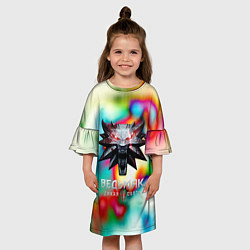 Платье клеш для девочки Ведьмак школа волка, цвет: 3D-принт — фото 2