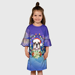 Платье клеш для девочки Новогодний пёс, цвет: 3D-принт — фото 2