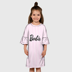 Платье клеш для девочки Barbie - классическая розово-белая полоска, цвет: 3D-принт — фото 2