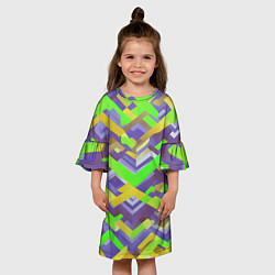 Платье клеш для девочки Зелёные ретро стрелки, цвет: 3D-принт — фото 2