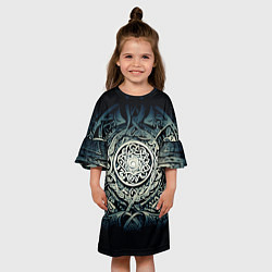 Платье клеш для девочки Орнамент и руны скандинавских викингов, цвет: 3D-принт — фото 2