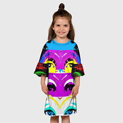 Платье клеш для девочки Eyes - pop art - neural network, цвет: 3D-принт — фото 2