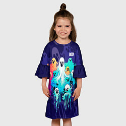 Платье клеш для девочки Разноцветные привидения, цвет: 3D-принт — фото 2