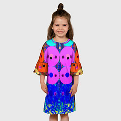 Платье клеш для девочки Паттерн из дисков - неон - нейросеть, цвет: 3D-принт — фото 2
