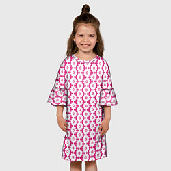 Платье клеш для девочки Цветочный розовый паттерн, цвет: 3D-принт — фото 2