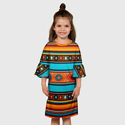 Платье клеш для девочки Этнический принт в горизонтальную полоску, цвет: 3D-принт — фото 2