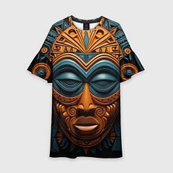Платье клеш для девочки Африканские маски, цвет: 3D-принт