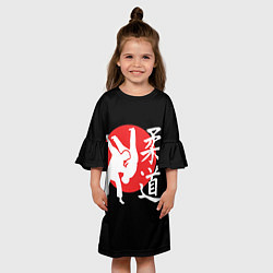 Платье клеш для девочки Боевой бросок дзюдо, цвет: 3D-принт — фото 2