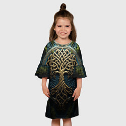Платье клеш для девочки Кельты: древо жизни, цвет: 3D-принт — фото 2
