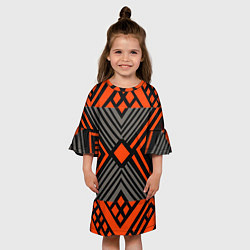 Платье клеш для девочки Узор в этническом стиле племени масаев, цвет: 3D-принт — фото 2