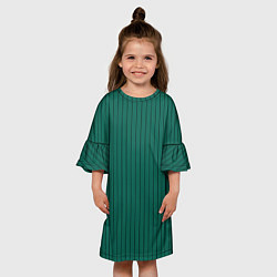Платье клеш для девочки Насыщенный зелёный в полоску, цвет: 3D-принт — фото 2