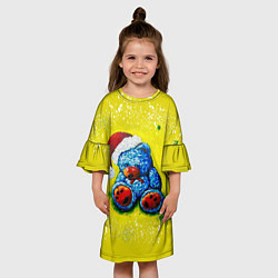 Платье клеш для девочки Плюшевый Санта Клаус, цвет: 3D-принт — фото 2