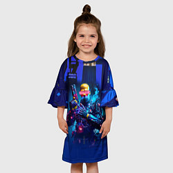 Платье клеш для девочки Крутой Гомер Симпсон - киберпанк, цвет: 3D-принт — фото 2