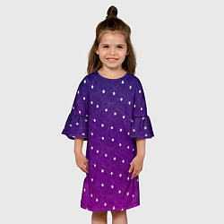 Платье клеш для девочки Звёзды на сиреневом, цвет: 3D-принт — фото 2