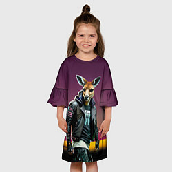 Платье клеш для девочки Cool kangaroo - ai art, цвет: 3D-принт — фото 2