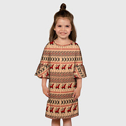 Платье клеш для девочки Мезенские олени, цвет: 3D-принт — фото 2