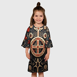 Платье клеш для девочки Орнамент в славянской стилистике, цвет: 3D-принт — фото 2