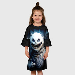 Платье клеш для девочки Монстр - снеговик, цвет: 3D-принт — фото 2