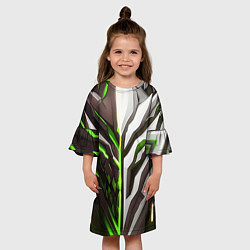 Платье клеш для девочки Броня адская и райская зелёная, цвет: 3D-принт — фото 2