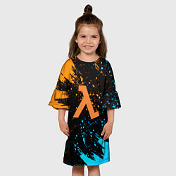 Платье клеш для девочки Half Life logo краски, цвет: 3D-принт — фото 2