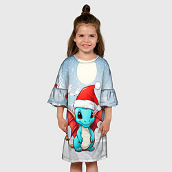 Платье клеш для девочки Милый дракончик новый год, цвет: 3D-принт — фото 2
