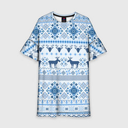 Детское платье Blue sweater with reindeer