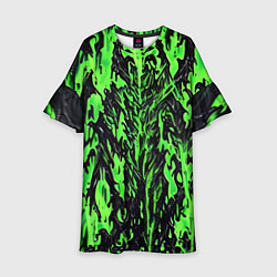 Платье клеш для девочки Демонический доспех зелёный, цвет: 3D-принт