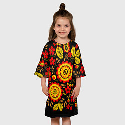Платье клеш для девочки Хохлома: осеннее изобилие, цвет: 3D-принт — фото 2