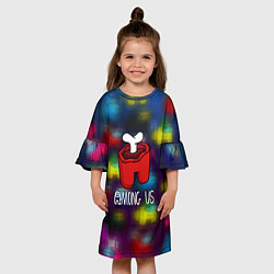 Платье клеш для девочки Among us space game, цвет: 3D-принт — фото 2