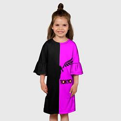 Платье клеш для девочки Токийские мстители черно-розовый, цвет: 3D-принт — фото 2