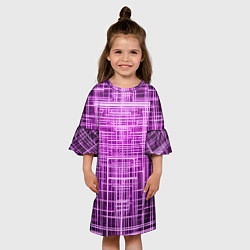 Платье клеш для девочки Фиолетовые неоновые полосы киберпанк, цвет: 3D-принт — фото 2