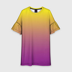 Платье клеш для девочки Желто-фиолетовый градиент, цвет: 3D-принт