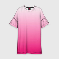 Платье клеш для девочки Бело-розовый градиент, цвет: 3D-принт