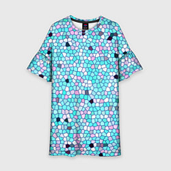 Детское платье Мозаика розово-голубая