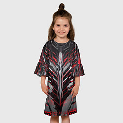 Платье клеш для девочки Киберпанк доспех красный, цвет: 3D-принт — фото 2