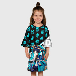 Платье клеш для девочки Странник - Геншин Импакт, цвет: 3D-принт — фото 2