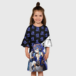Платье клеш для девочки Лайла иероглифы - Геншин Импакт, цвет: 3D-принт — фото 2