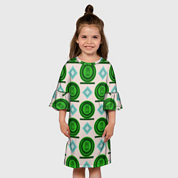 Платье клеш для девочки Круг логотип и ромб, цвет: 3D-принт — фото 2