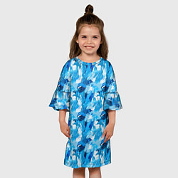 Платье клеш для девочки Всплеск акварели, цвет: 3D-принт — фото 2
